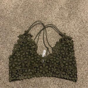 Free People Floral Olive Green Bralette